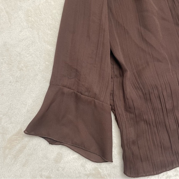 Chadwick’s women’s brown chiffon ruffle lace blouse boho witchy size 12 - Picture 3 of 8